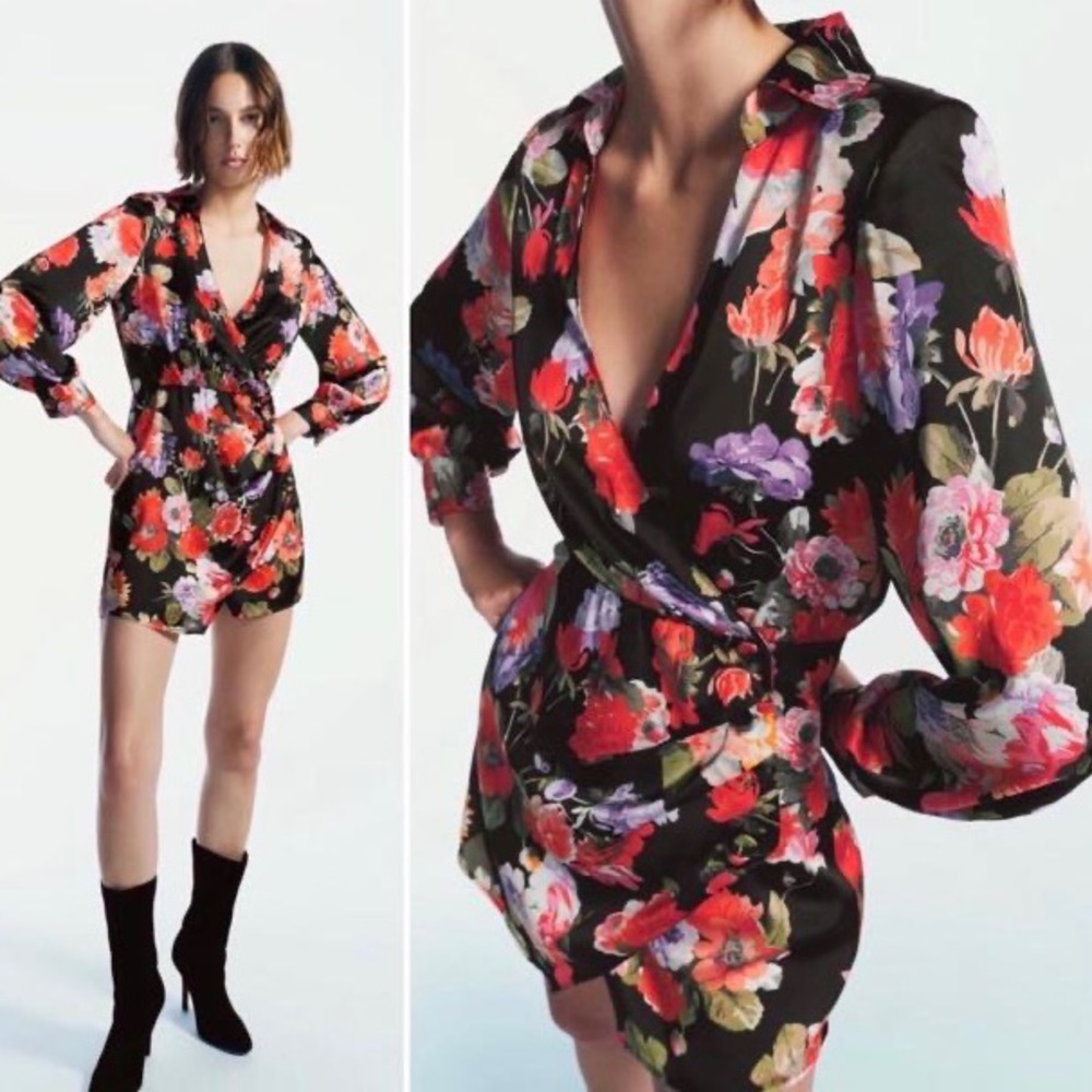 ZARA Satin Wrap Mini Dress